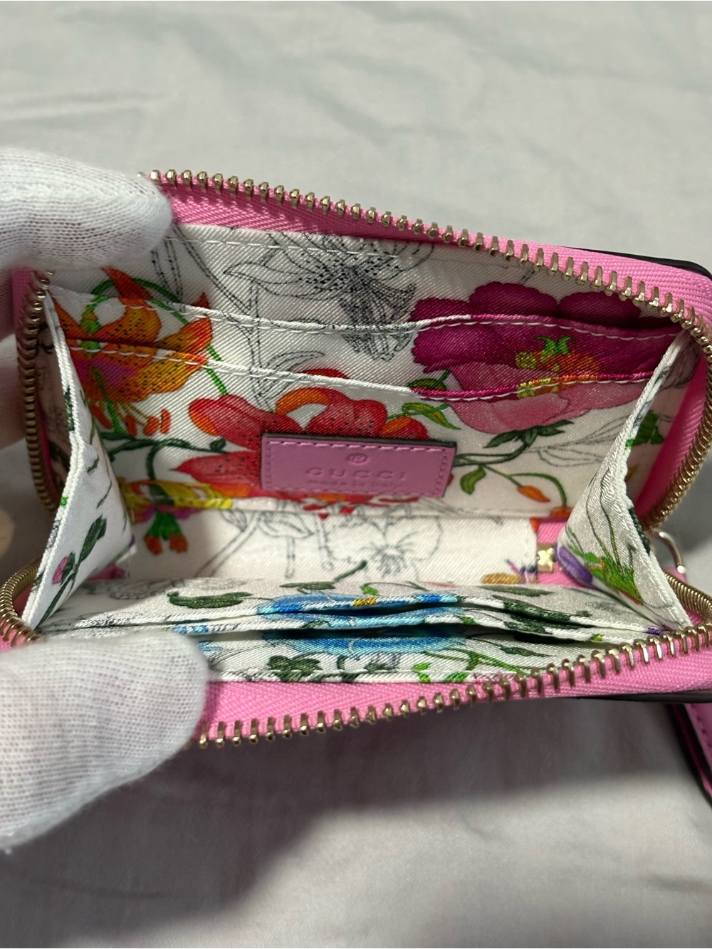 💜💟 GUCCI Marmont Pink Leather Flora Compact Zippy Wallet - Japan Edition - Picture 2 of 6